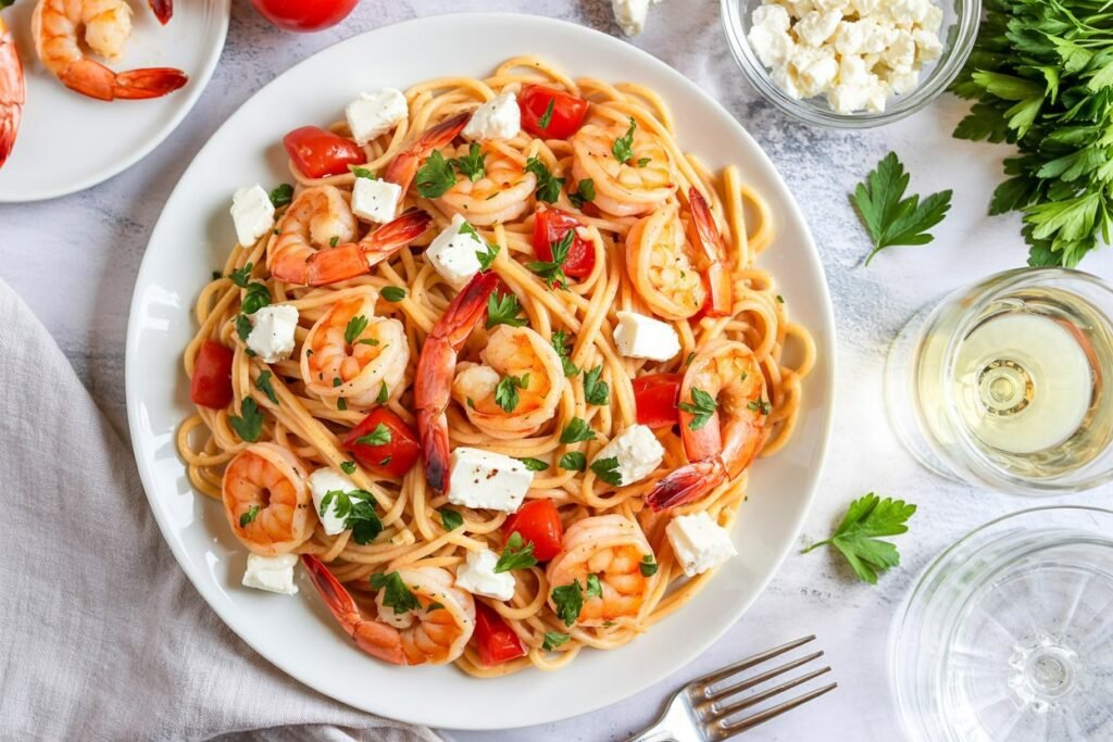 Delicious Greek Shrimp Pasta Recipe - Flavorful and Easy Weeknight Dinner