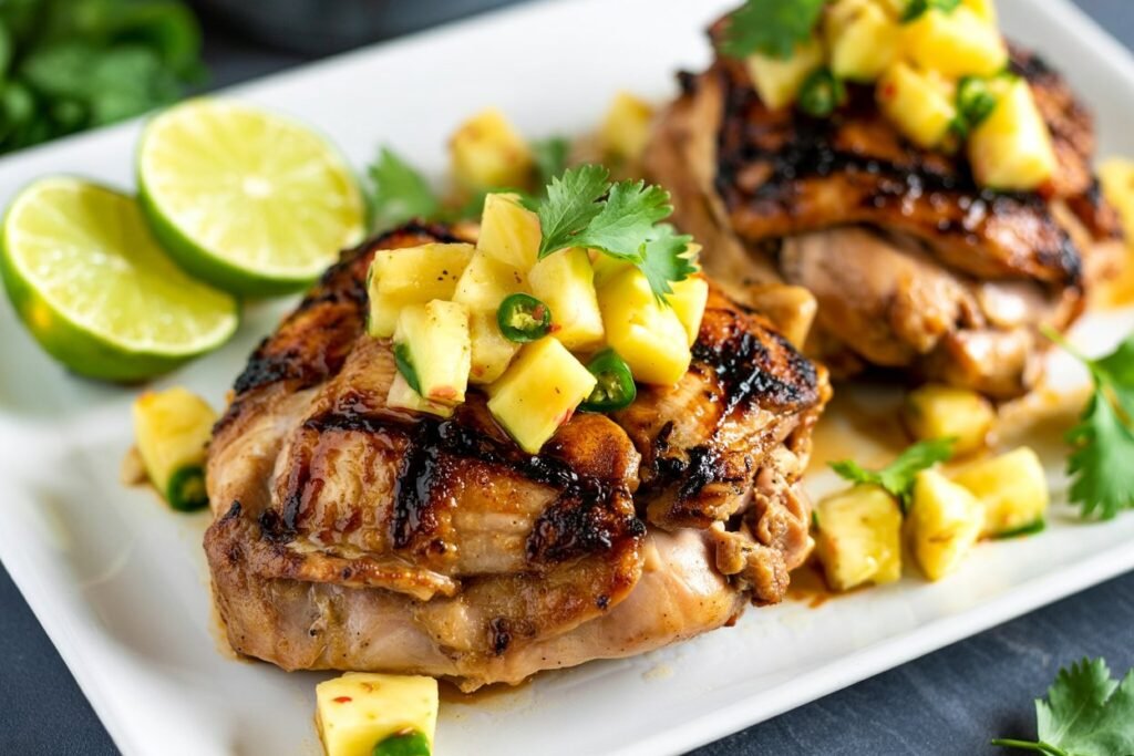 Chili Rubbed Pork Chops with Grilled Pineapple Salsa 🌶️🍍 – Sweet, Spicy & Grill-Perfect