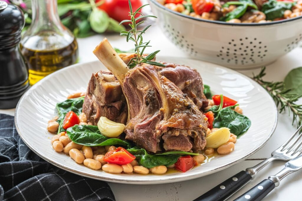 Delicious Broiled Lamb Loin Chops with Shallot Marinade & Sautéed Spinach