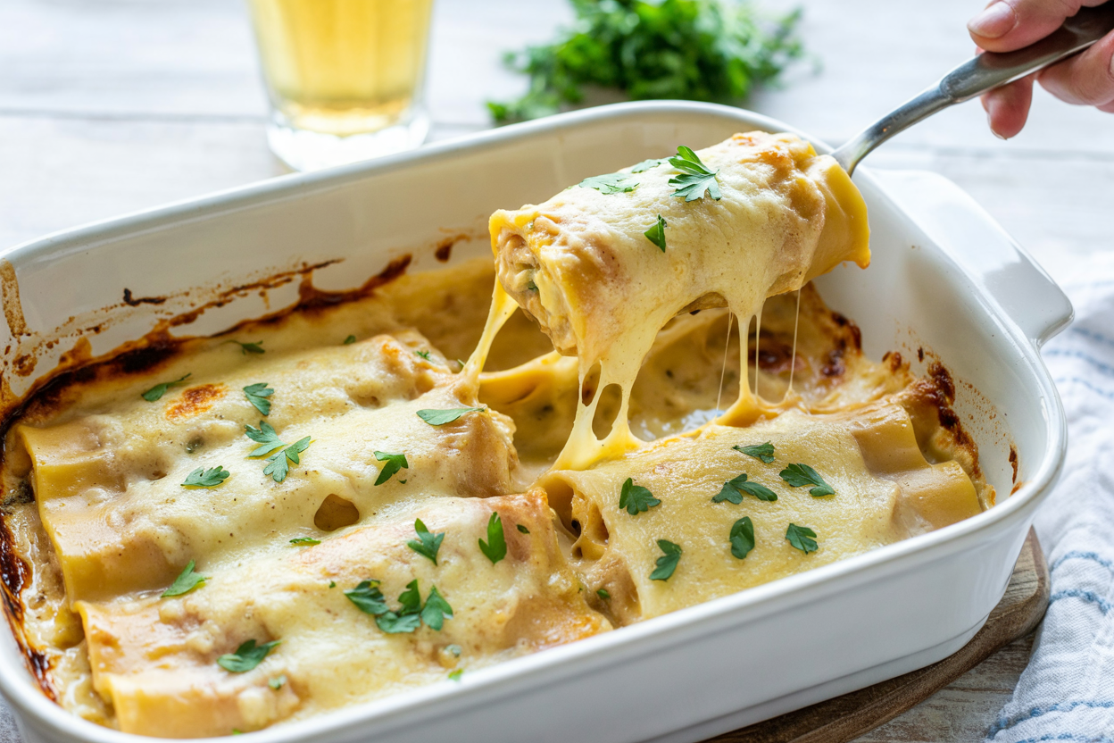 Chicken Manicotti Alfredo – A Creamy and Hearty Pasta Dish Perfect for Any Occasion