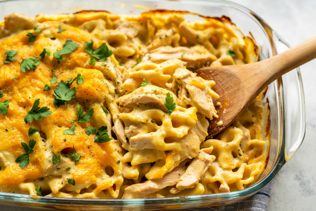 Creamy Lemon Chicken Pasta Bake – Zesty, Cheesy Comfort in a Dish