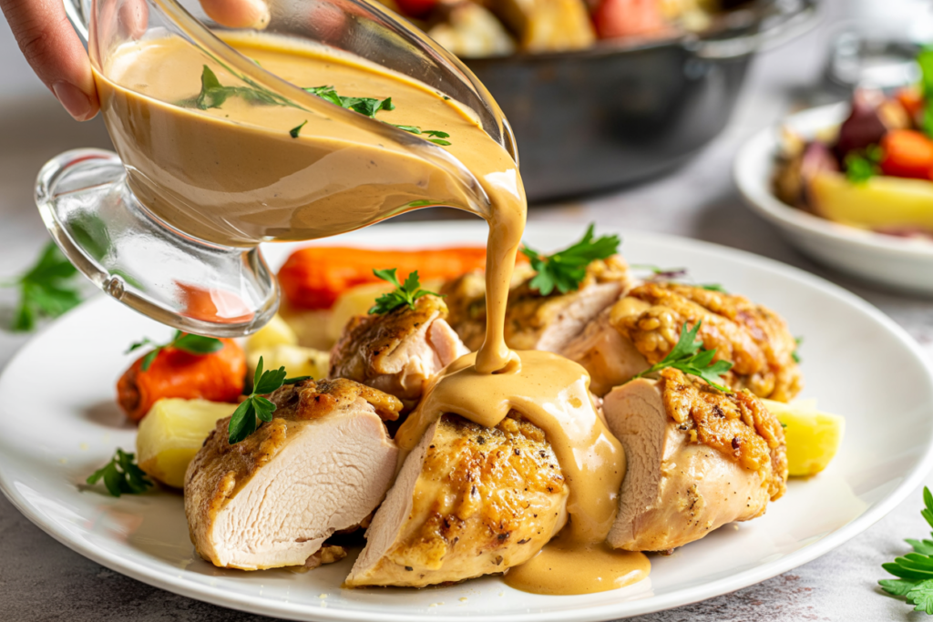 Cozy Easy Roast Chicken Dinner with Root Vegetables & Homemade Gravy