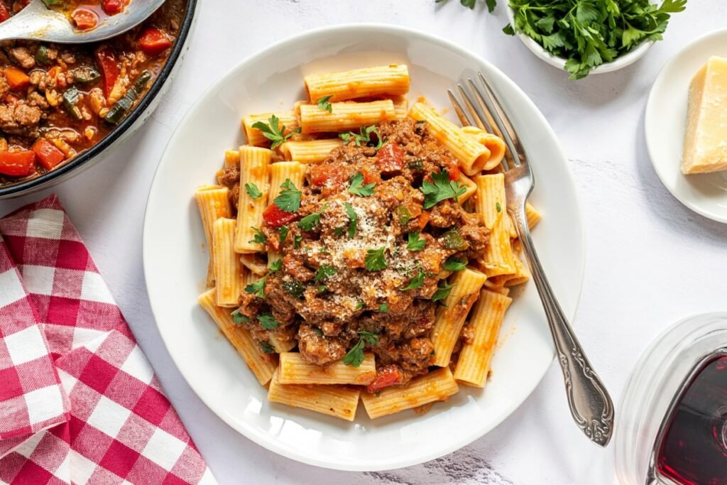 Garden Veggie Bolognese Pasta 🌱🍝 – A Fresh Twist on Classic Comfort