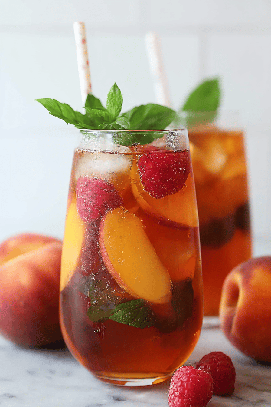 Bellini Peach Raspberry Iced Tea Cooler