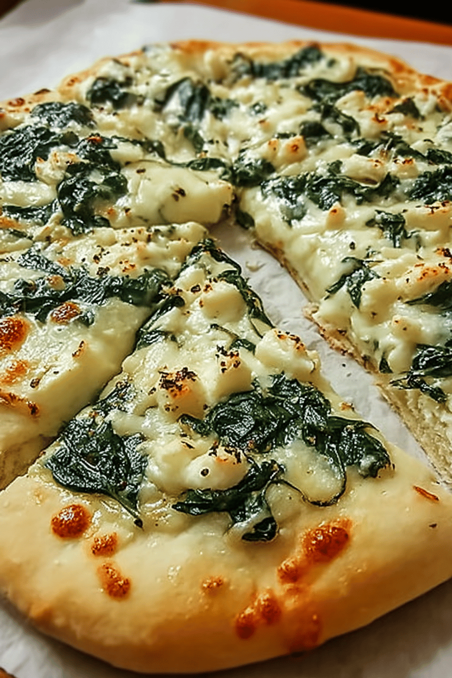 Greek Roasted Garlic Spinach Feta Pizza