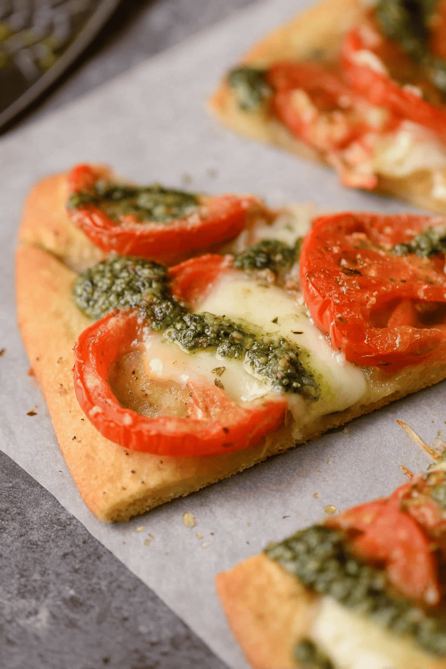 Quick Pesto Flatbread Margarita Pizza
