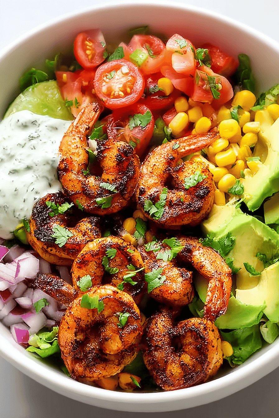 Spicy Blackened Shrimp & Avocado Salad