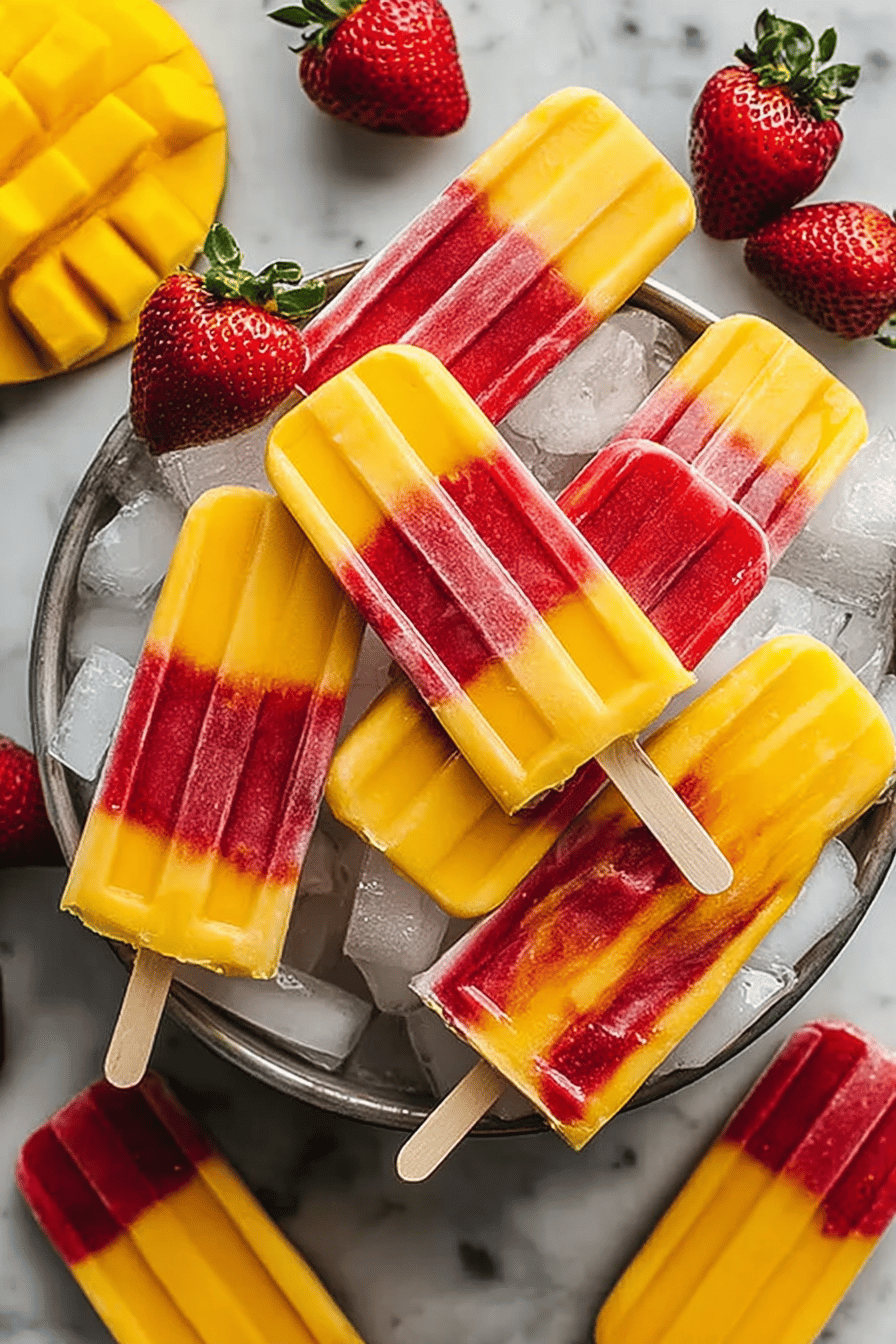 Strawberry Mango Maple Popsicles