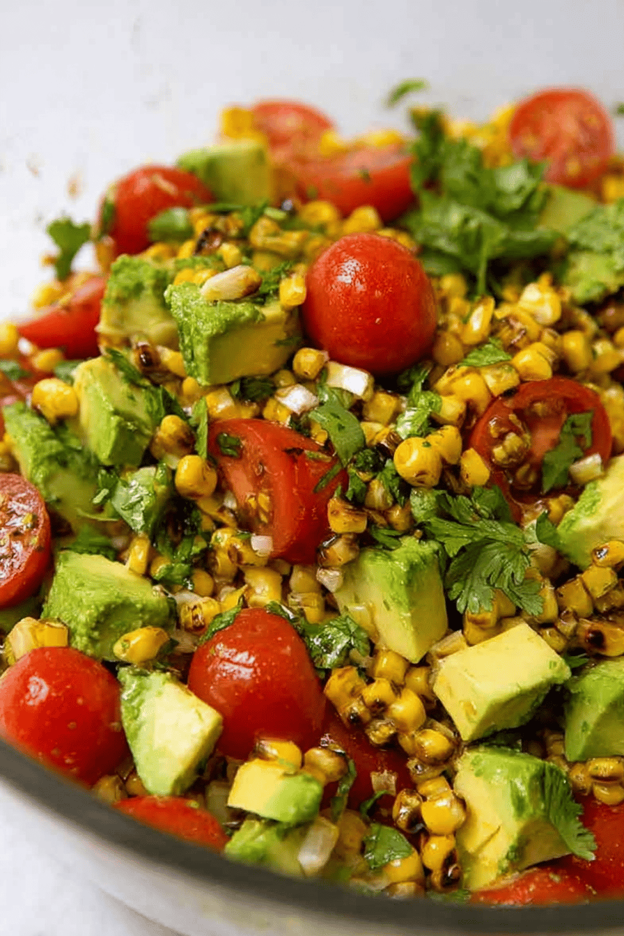 Summer Roasted Corn and Avocado Salad