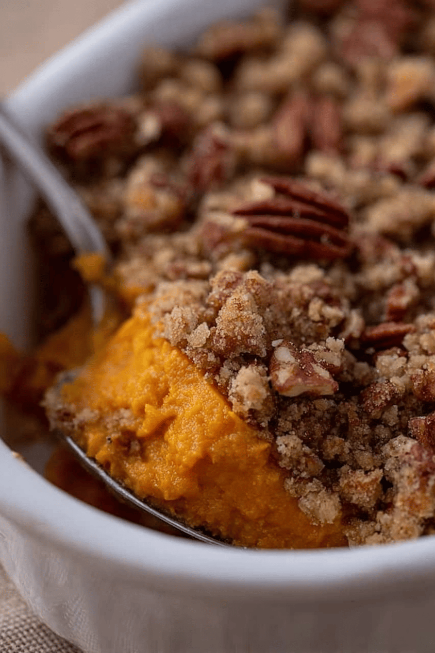 Sweet Potato Casserole With Pecan Topping Delight
