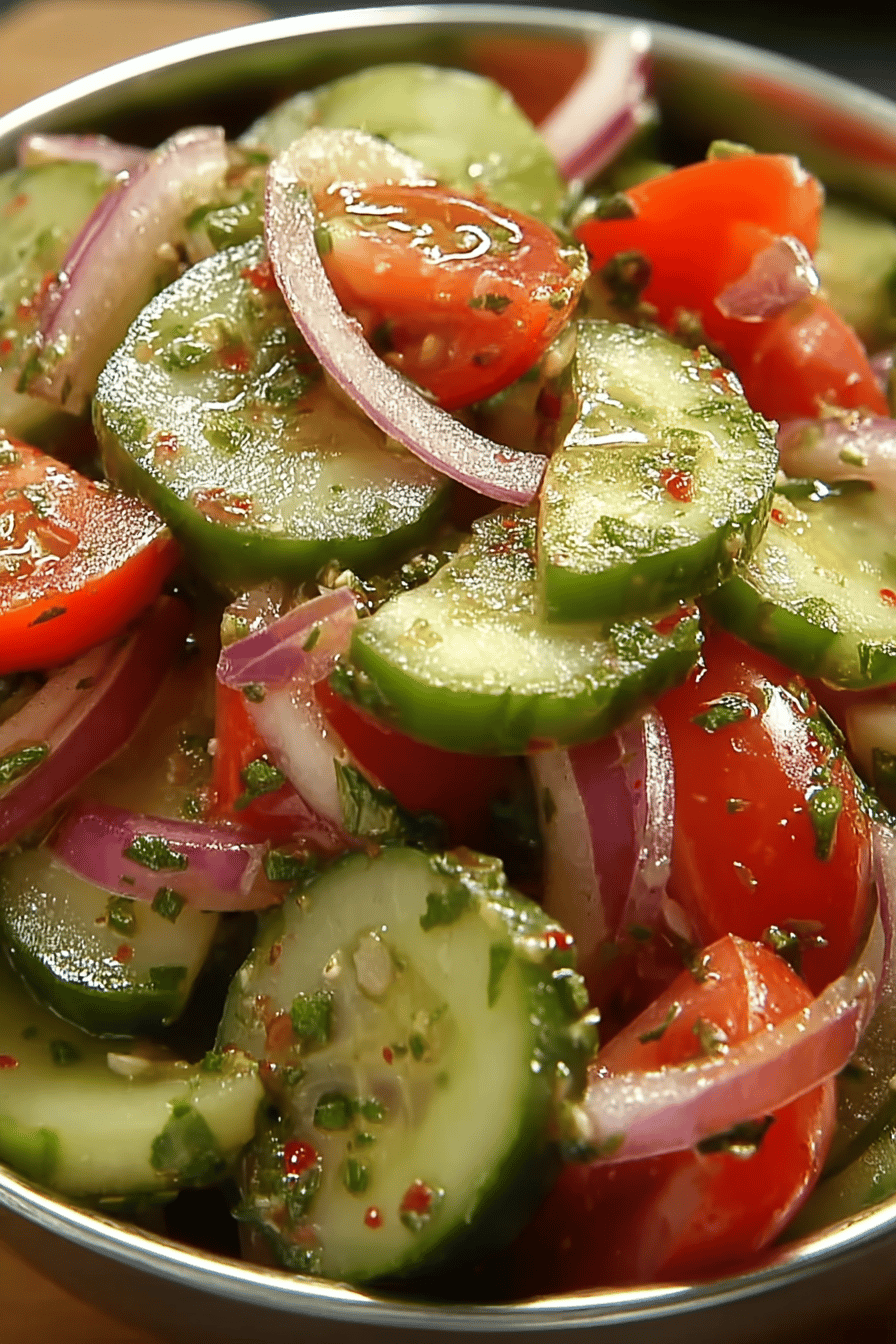Tangy Marinated Cucumber Tomato Onion Salad