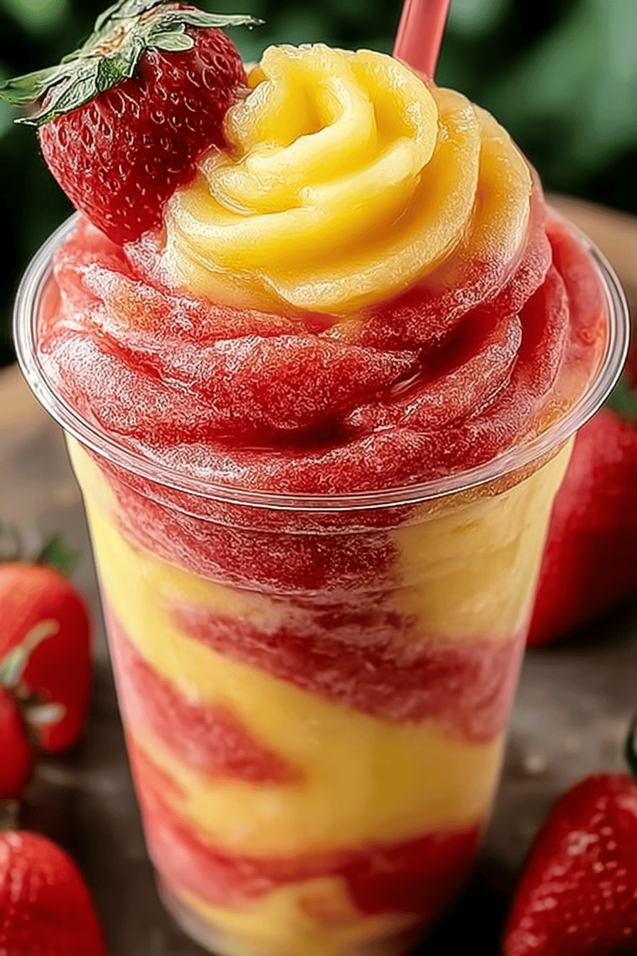 Tropical Pineapple Strawberry Swirled Slush