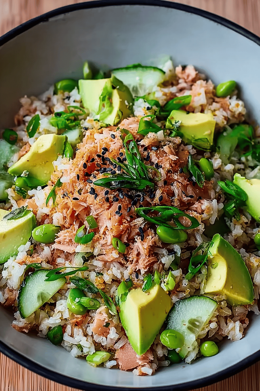 Tuna Avocado Crispy Rice Bowl