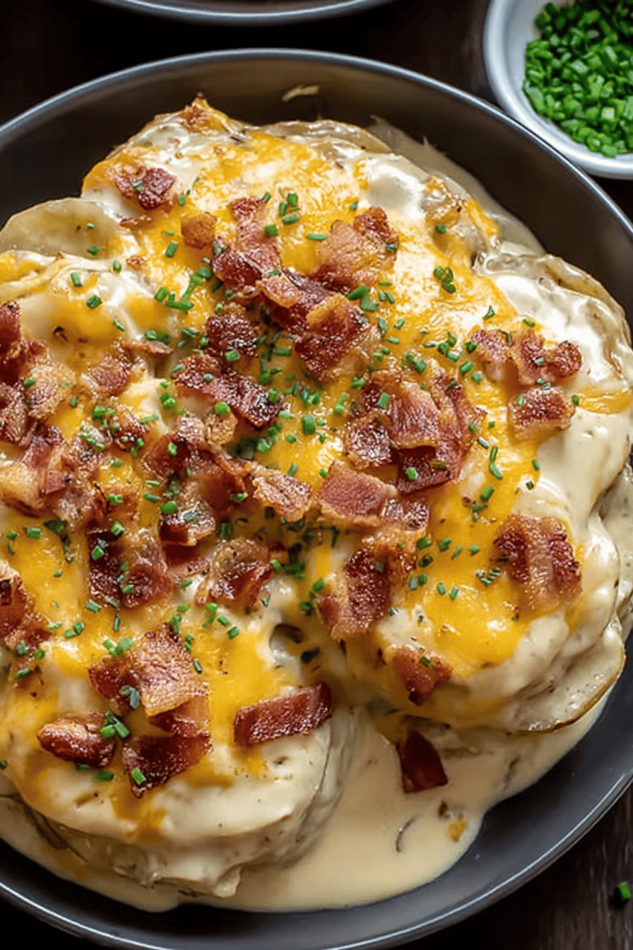 Bacon Chive Loaded Scalloped Potatoes