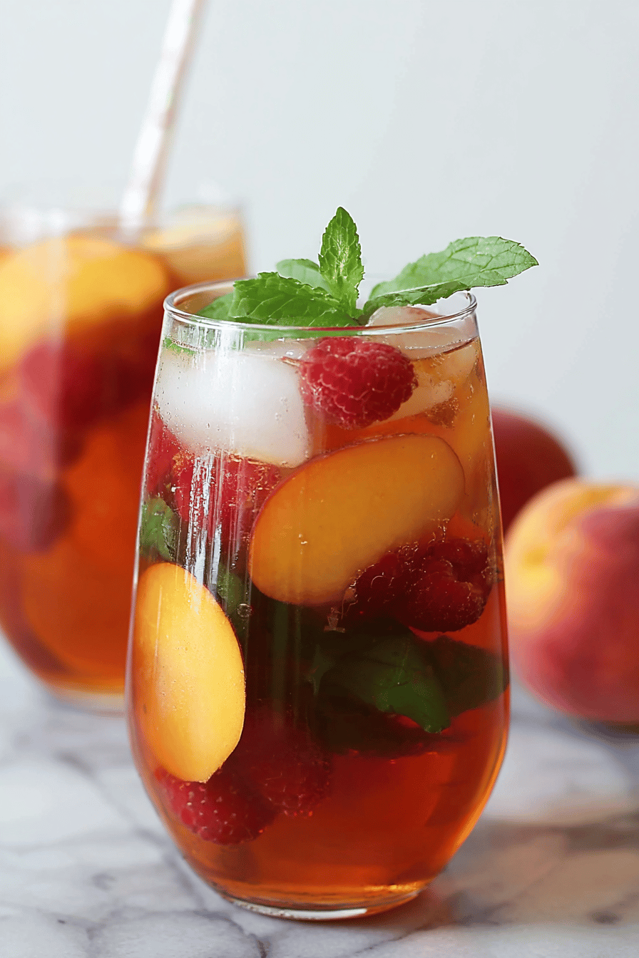 Bellini Peach Raspberry Iced Tea Cooler