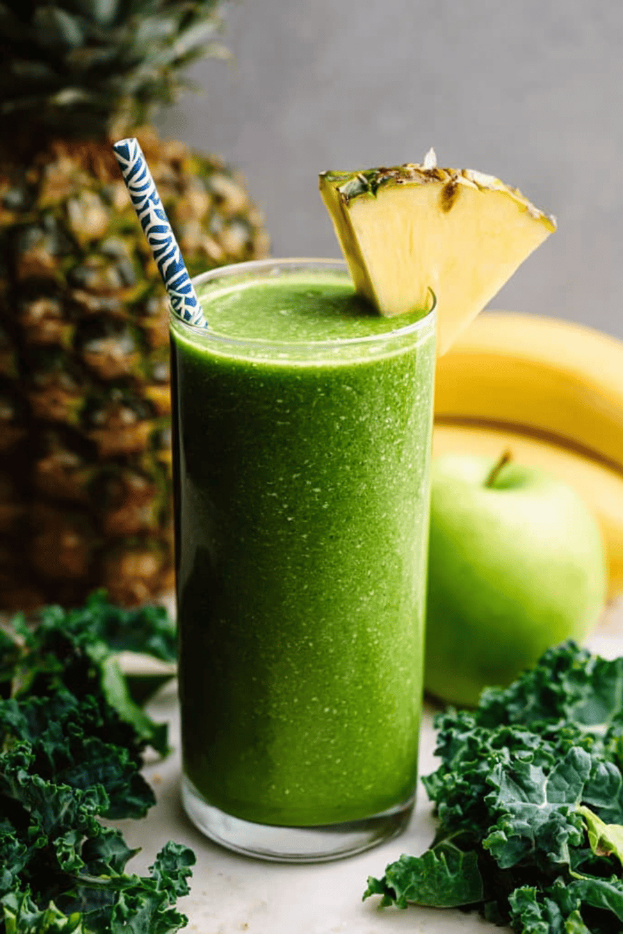 Fresh Green Smoothie with Veggies and Fruit