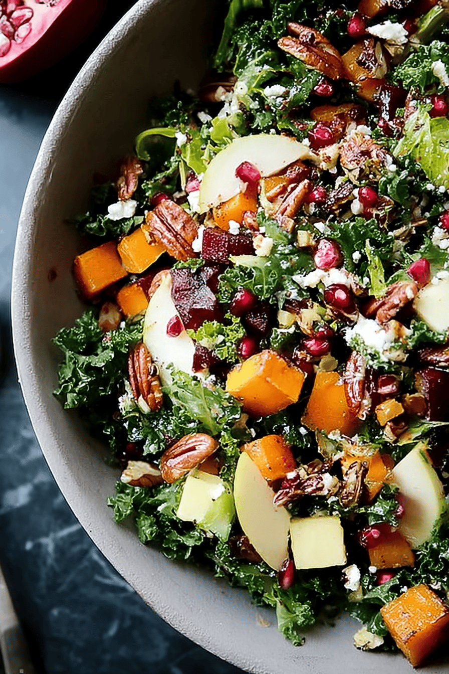Kale and Squash Winter Salad with Candied Pecans