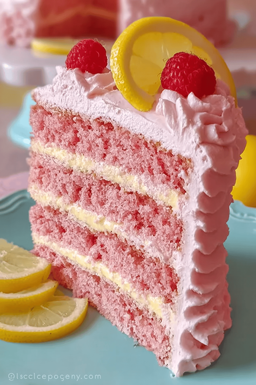 Pink Lemonade Cake with Whipped Cream Frosting