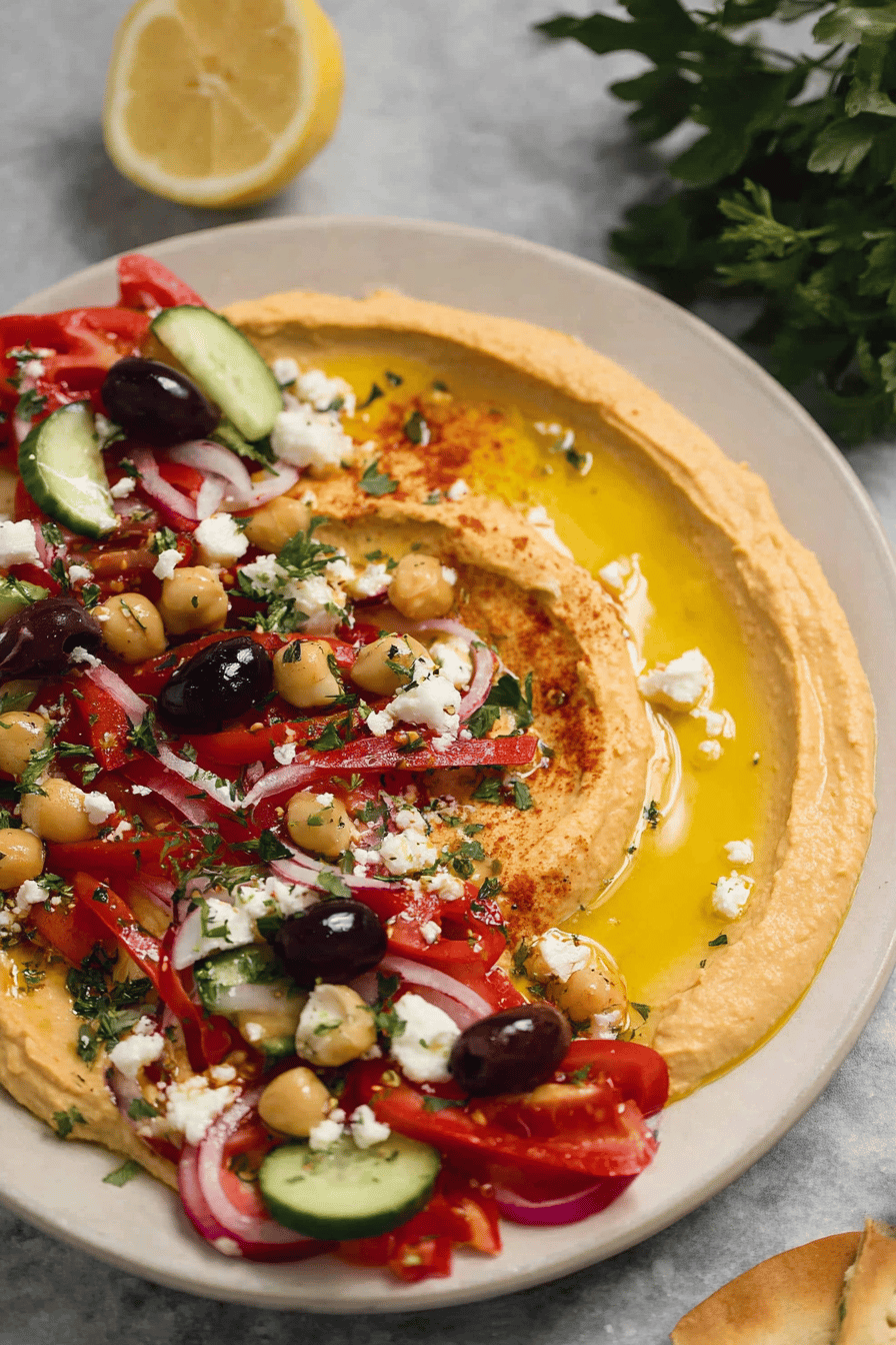 Quick Mediterranean Loaded Hummus Delight