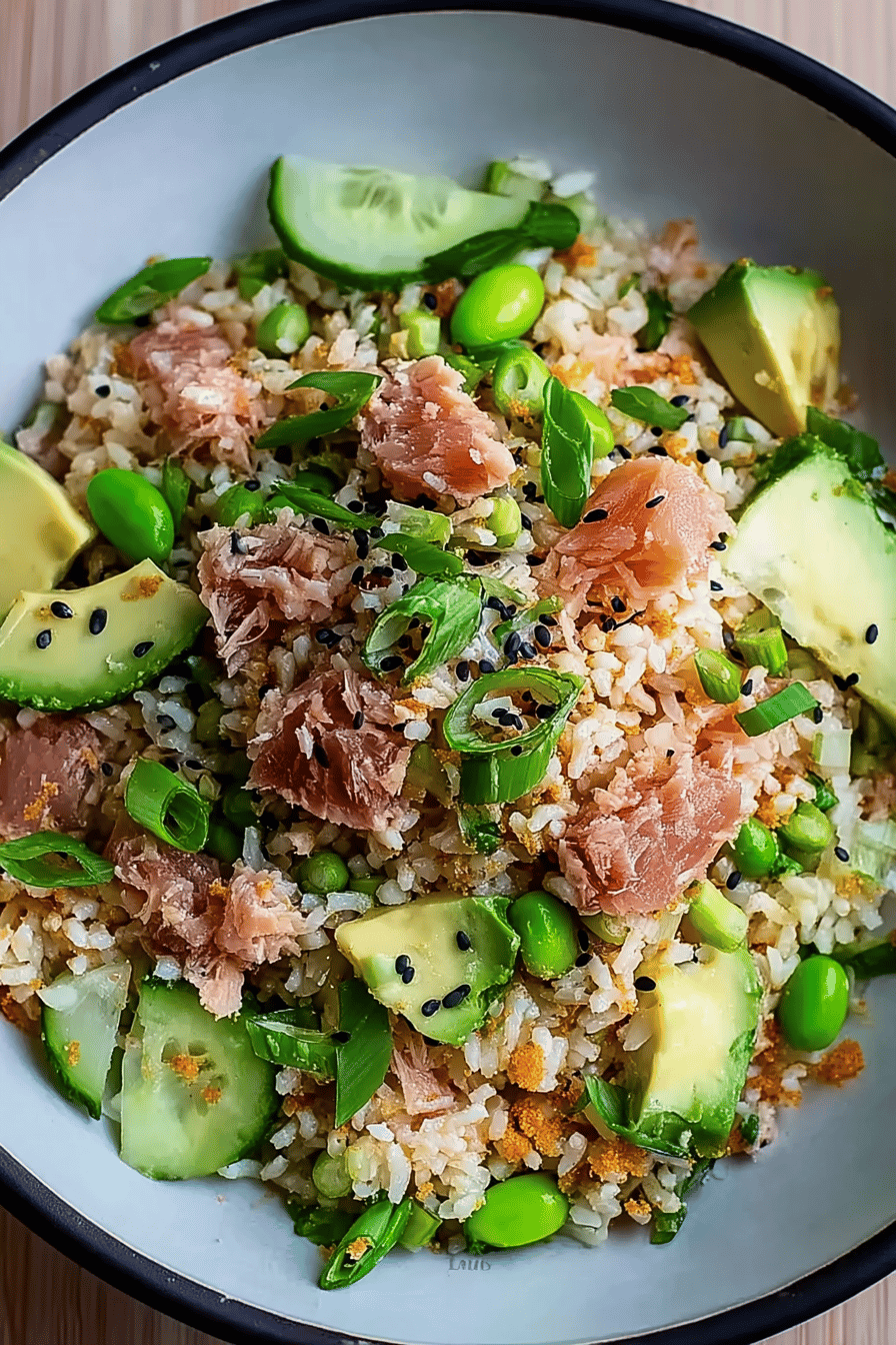 Tuna Avocado Crispy Rice Bowl
