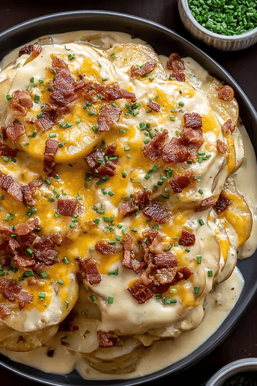 Bacon Chive Loaded Scalloped Potatoes