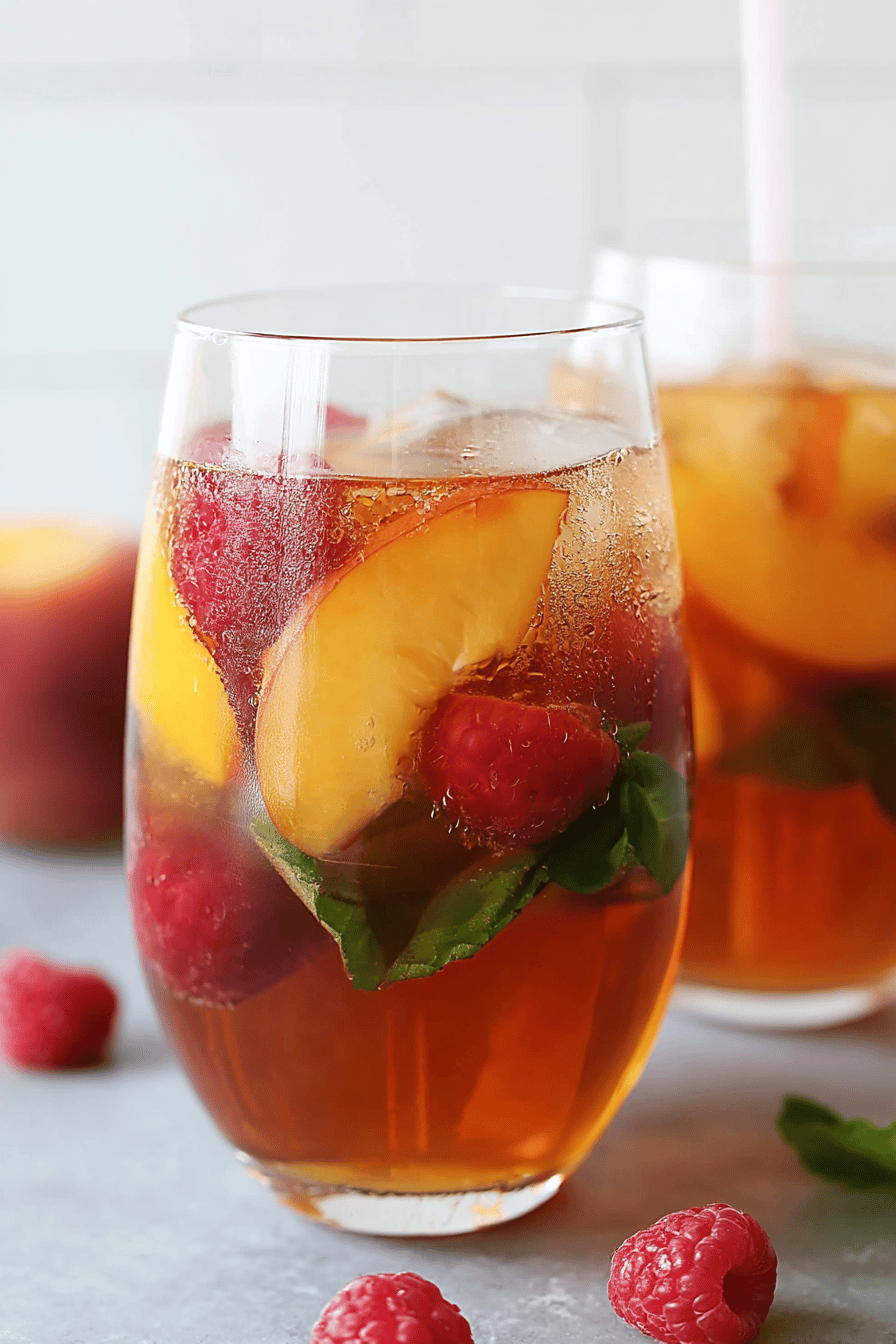 Bellini Peach Raspberry Iced Tea Cooler