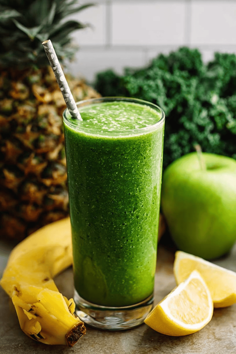 Fresh Green Smoothie with Veggies and Fruit