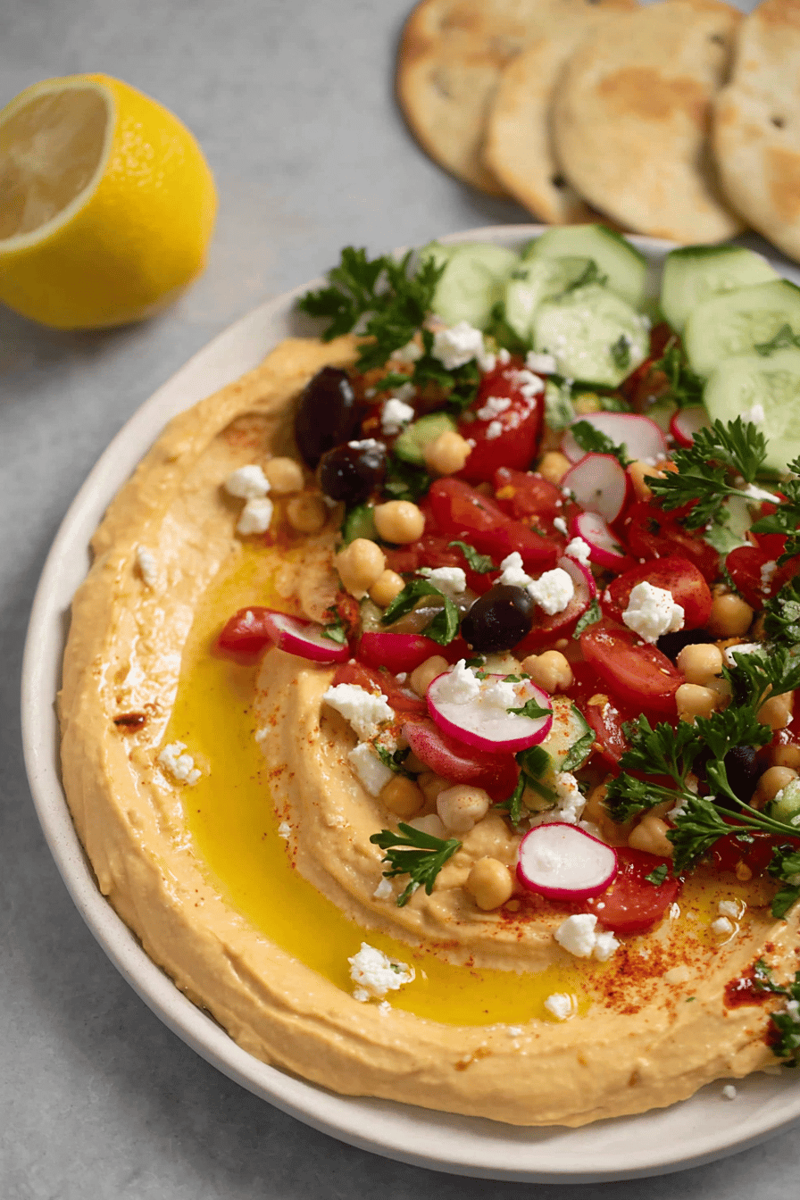 Quick Mediterranean Loaded Hummus Delight