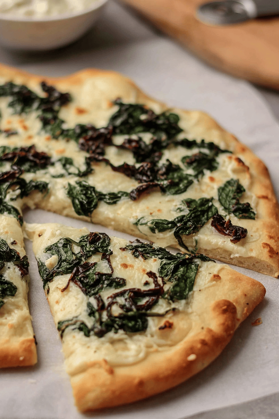 Quick Spinach White Sauce Pizza in 30 Minutes