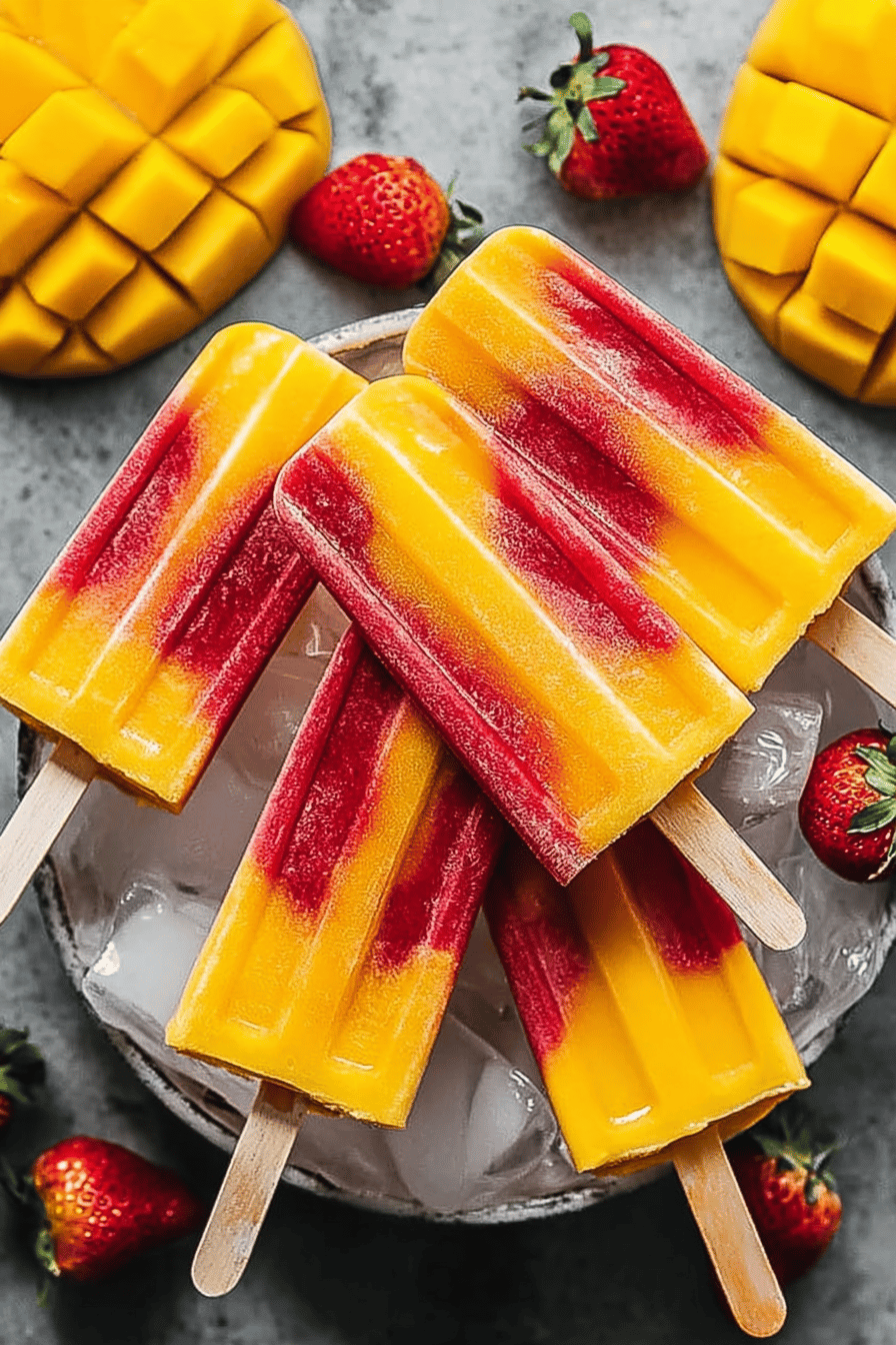 Strawberry Mango Maple Popsicles