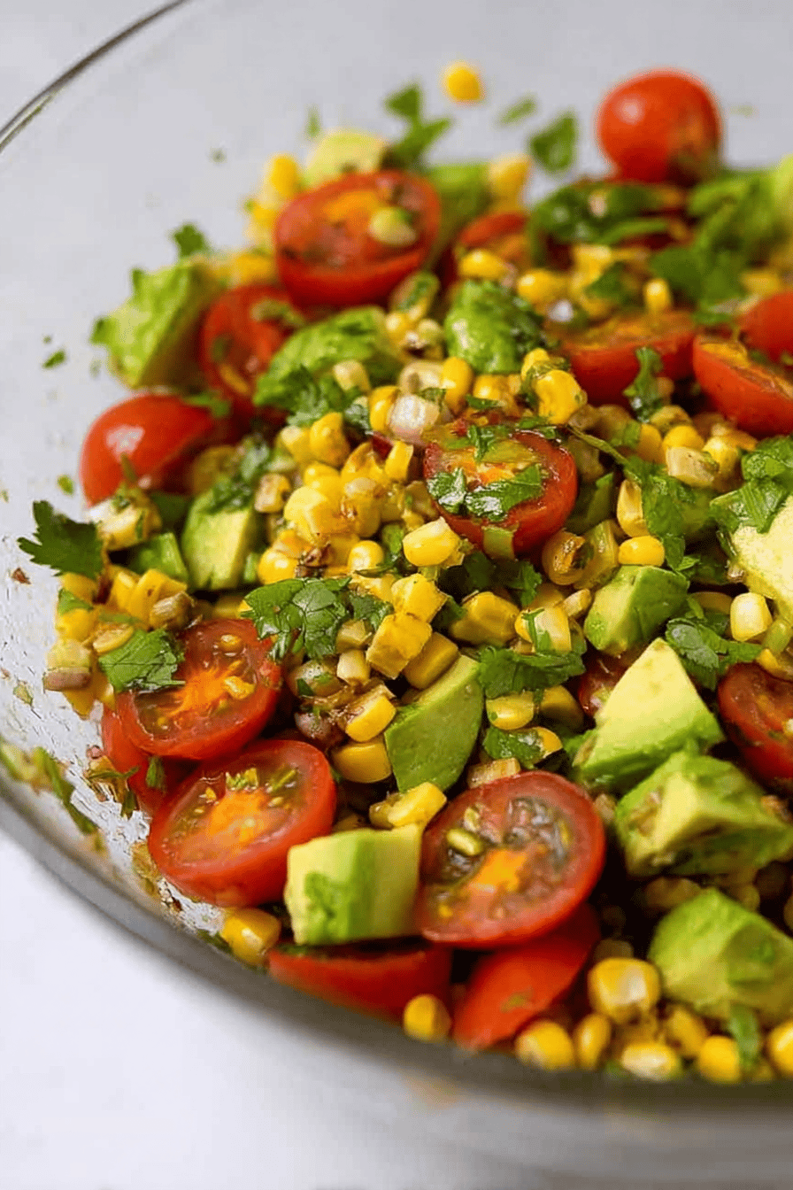Summer Roasted Corn and Avocado Salad