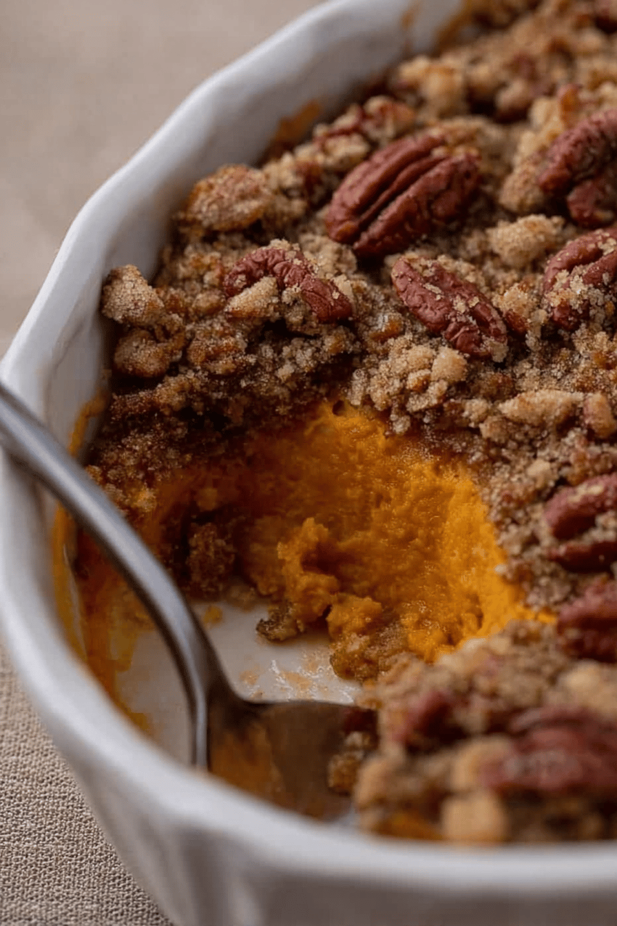 Sweet Potato Casserole With Pecan Topping Delight