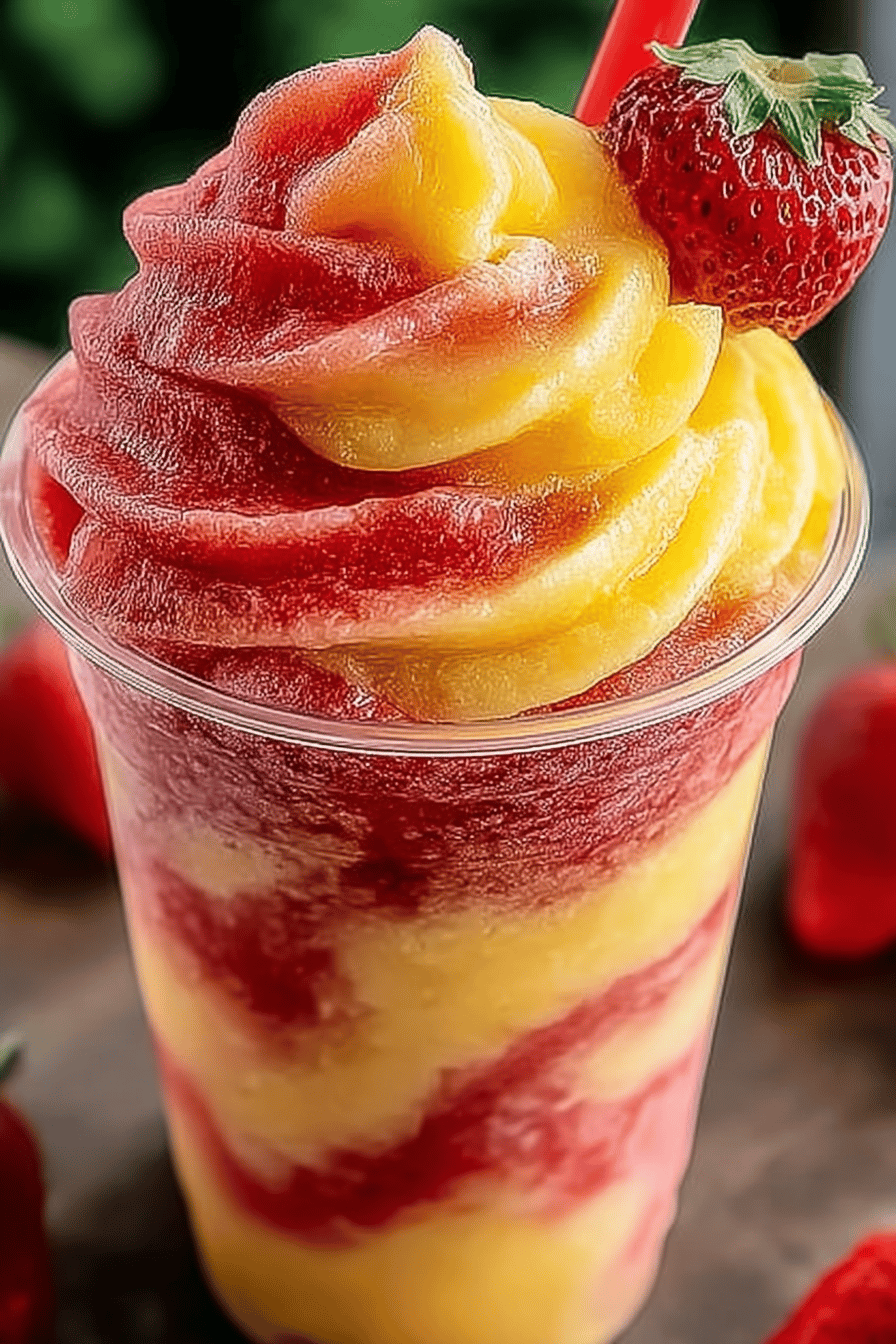 Tropical Pineapple Strawberry Swirled Slush