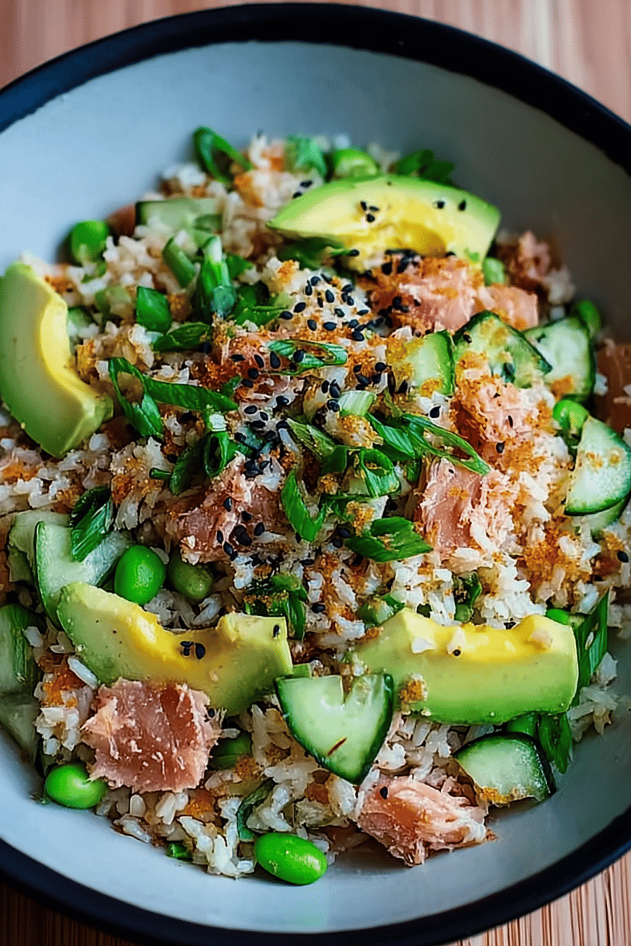 Tuna Avocado Crispy Rice Bowl