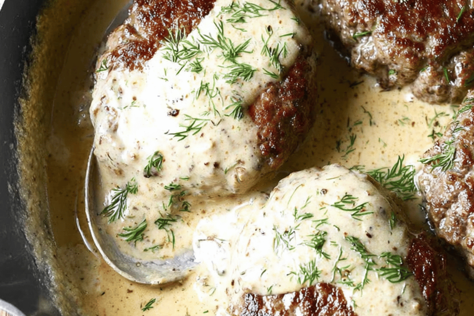 Hamburger Steaks in Creamy Dill Sauce