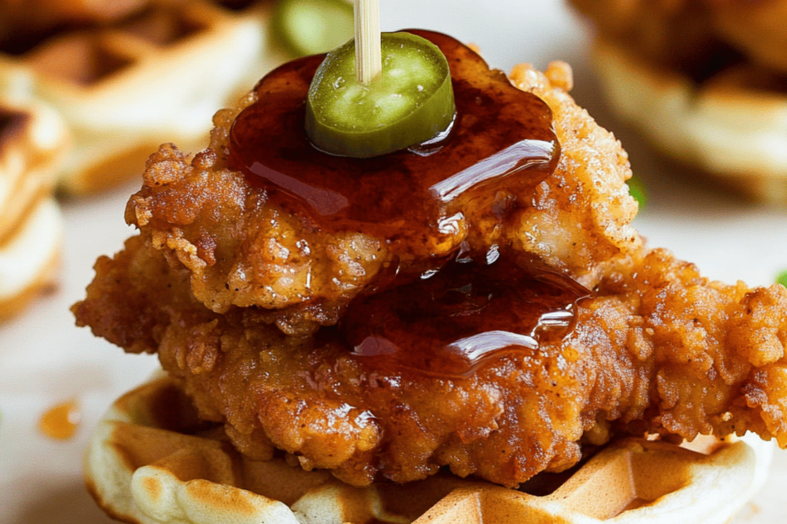 Hot Honey Fried Chicken Waffle Sliders Recipe