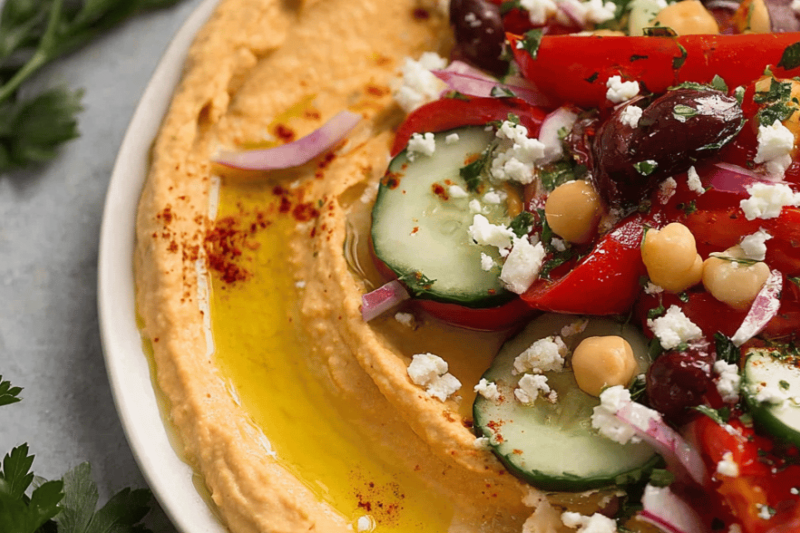 Quick Mediterranean Loaded Hummus Delight