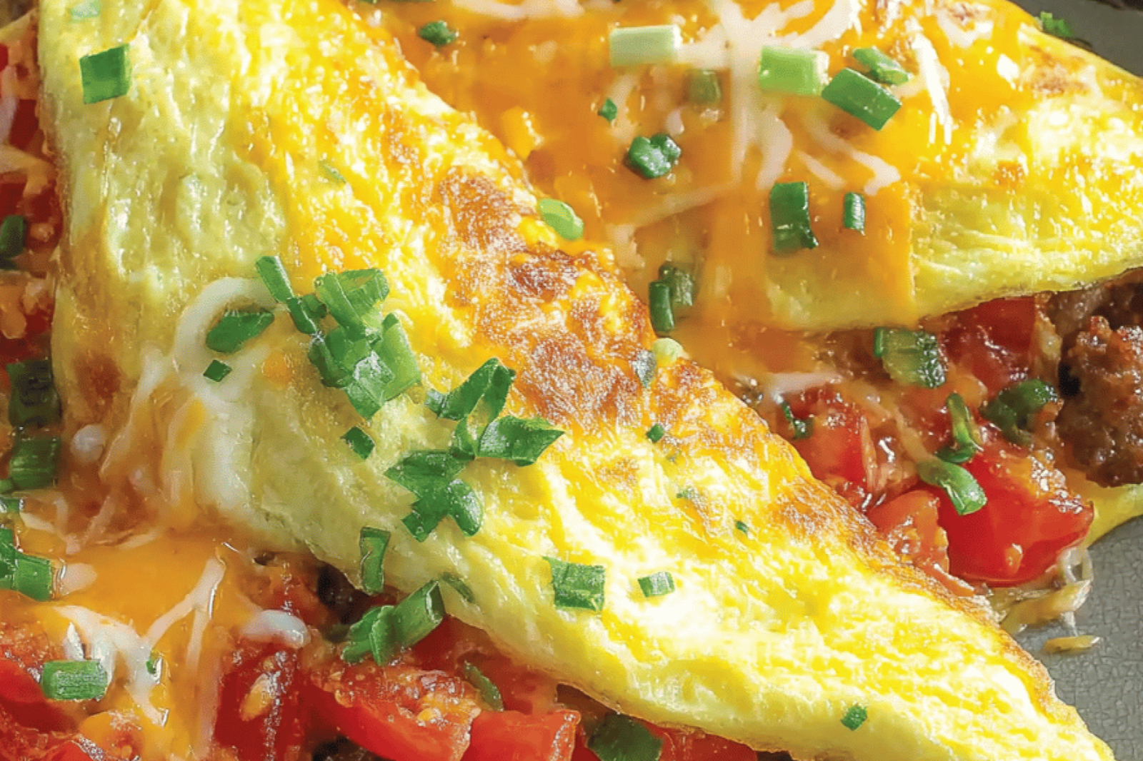 Sausage Tomato Cheese Fluffy Omelet Breakfast