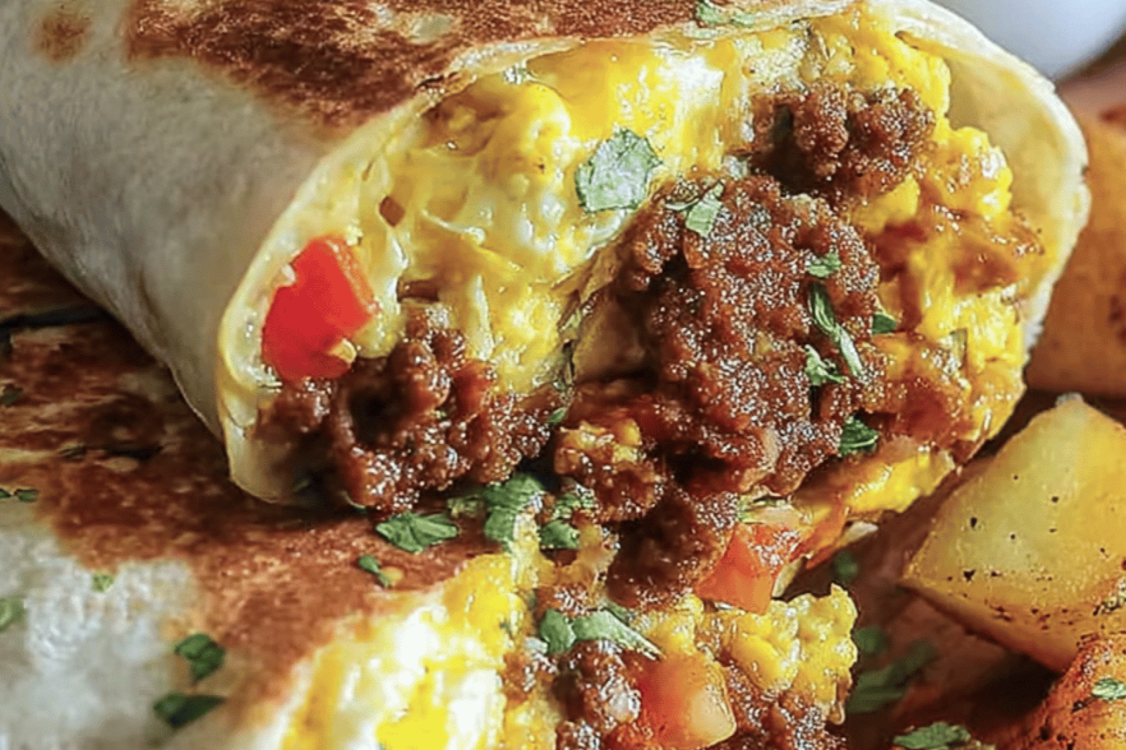 Spicy Chorizo Potato Breakfast Burrito