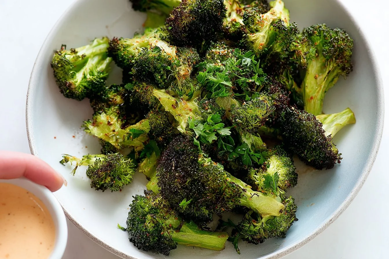 Crispy air fryer broccoli served as a delicious healthy side dish