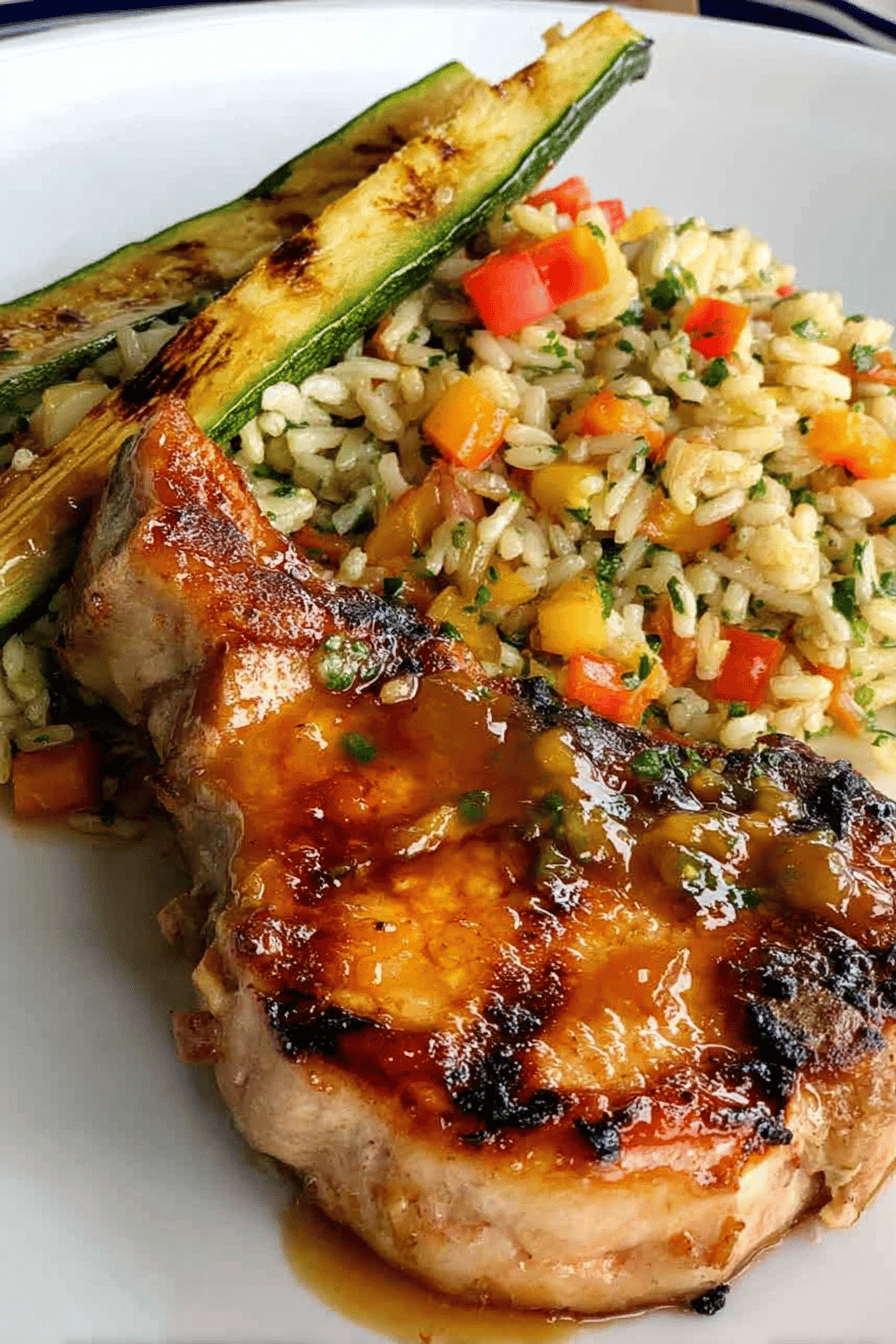 Apricot-Glazed Pork Chops with Brown Rice Salad