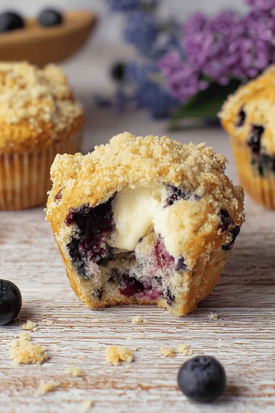 Blueberry Cream Cheese Streusel Muffins