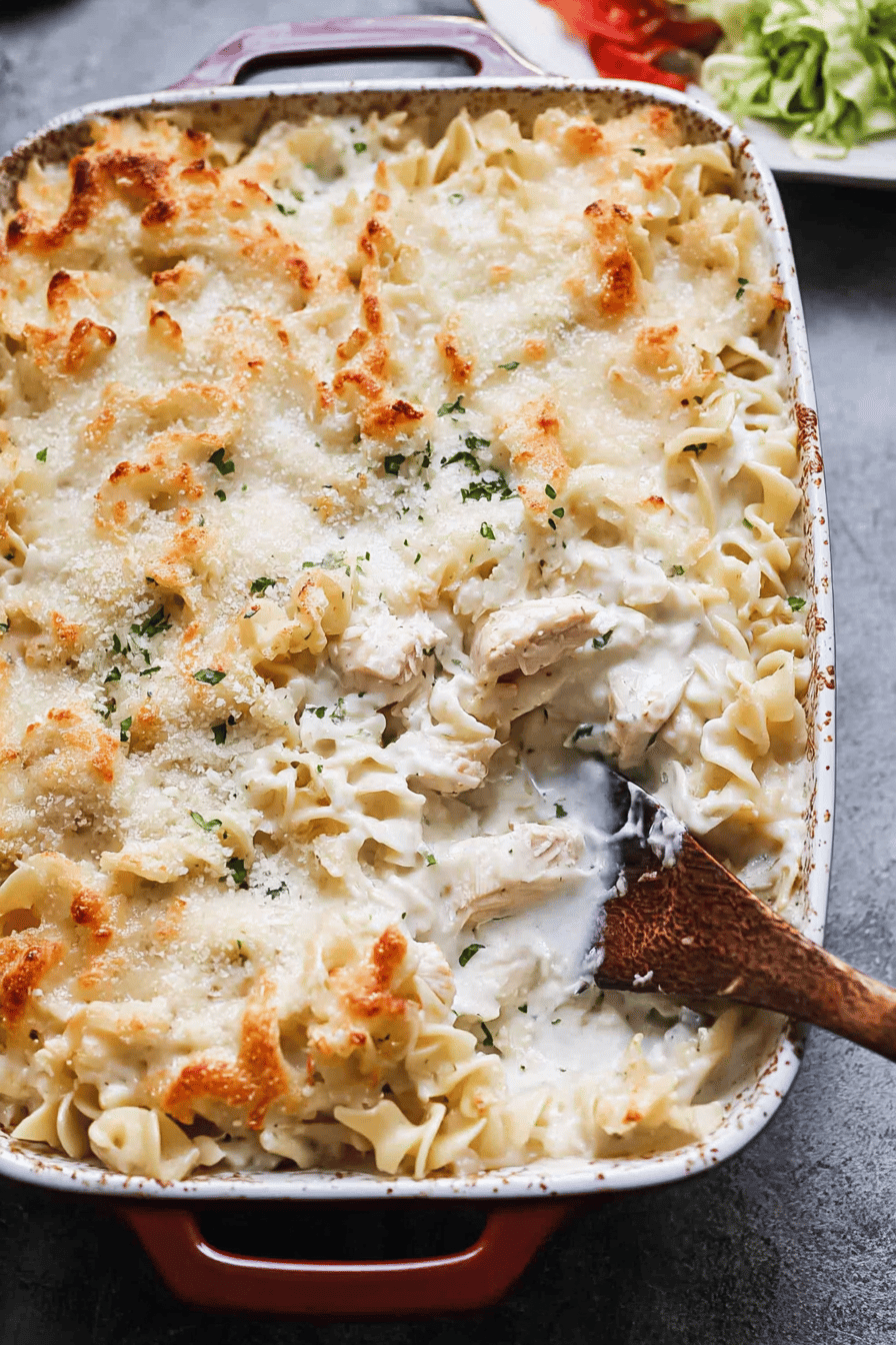 Cheesy Baked Chicken Noodle Casserole