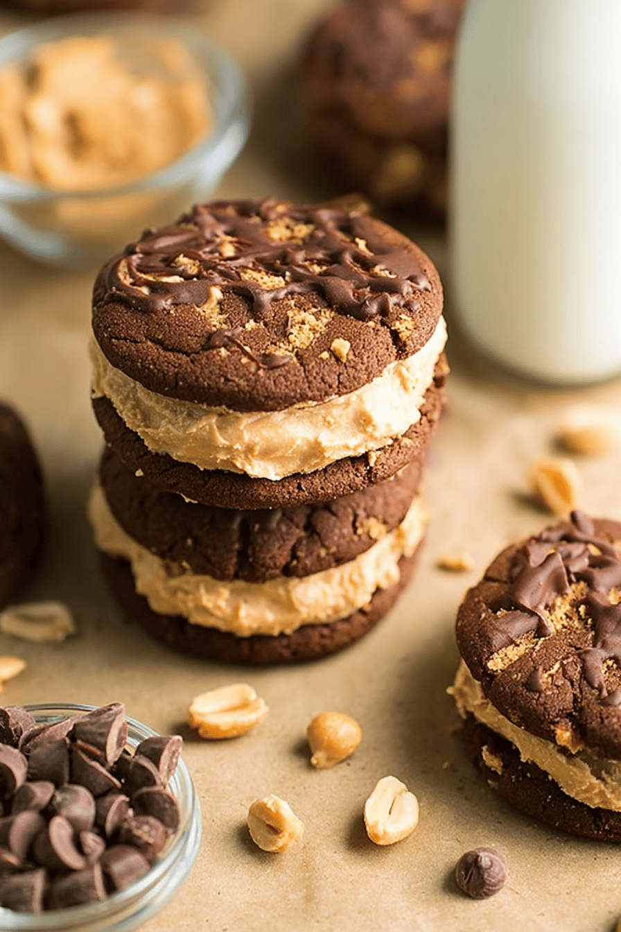 Chocolate Peanut Butter Cookie Sandwich Delight