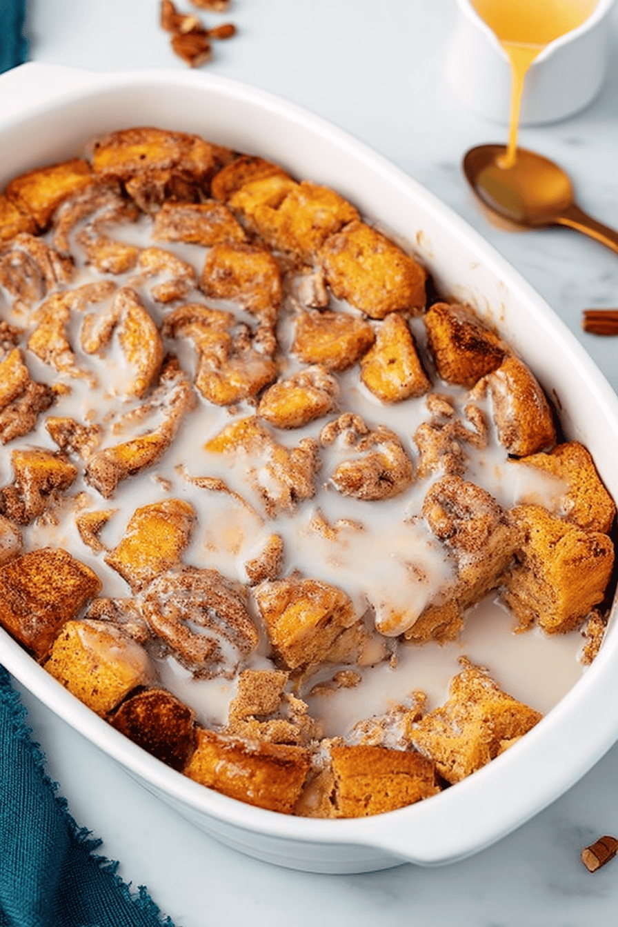Cinnamon Roll Custard Bake
