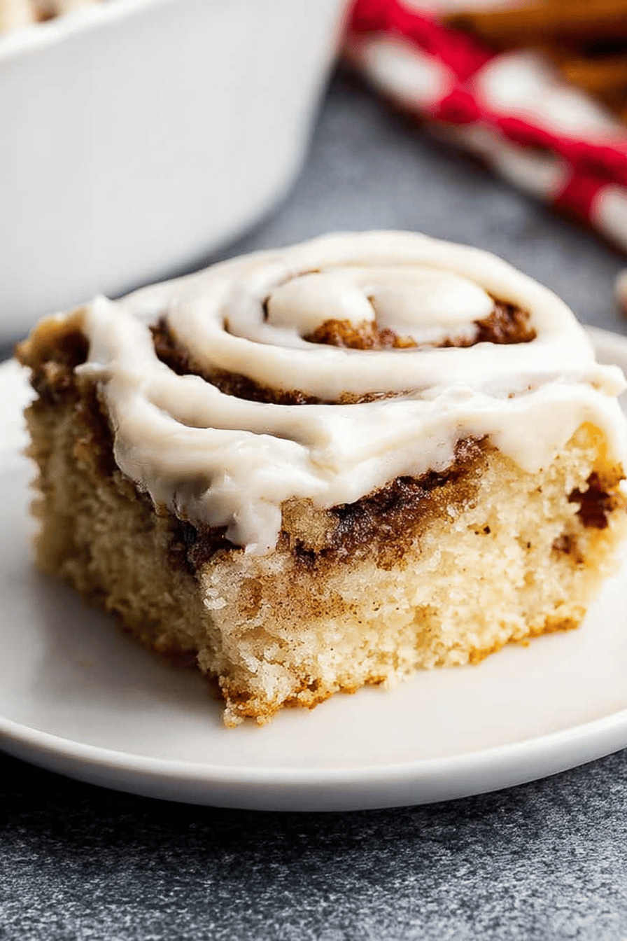 Cream Cheese Frosted Cinnamon Roll Cake