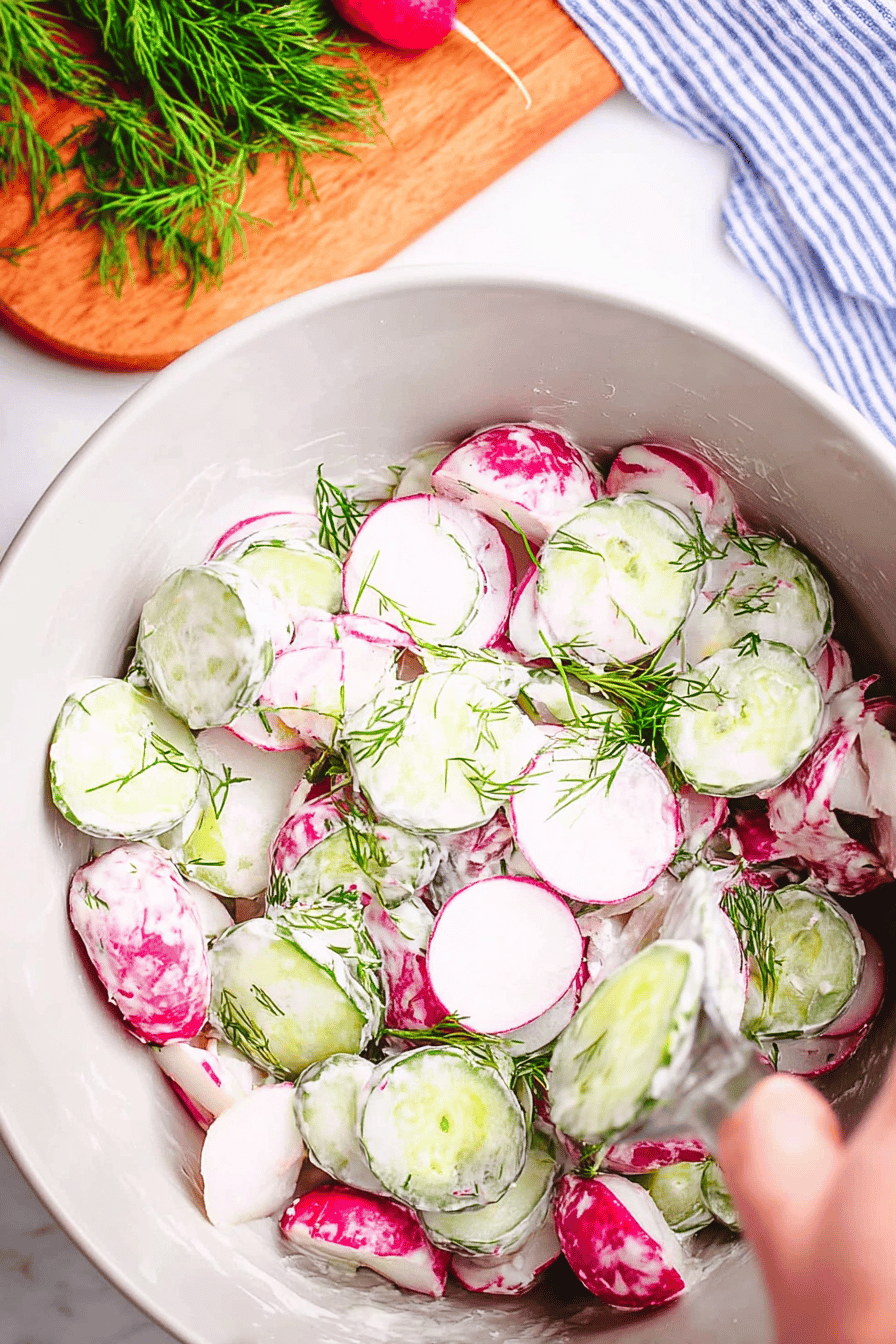 Creamy Cucumber Radish Salad with Dill and Garlic