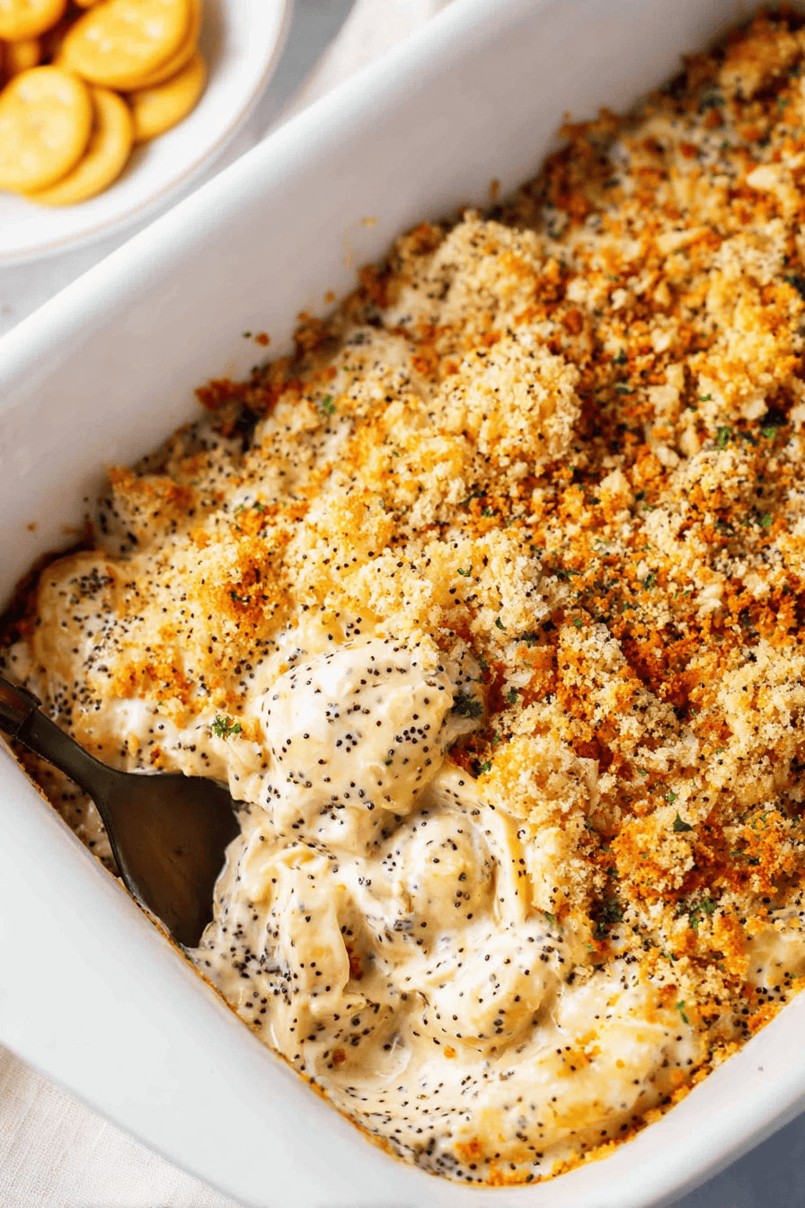 Creamy Poppy Seed Chicken Casserole with Ritz Topping