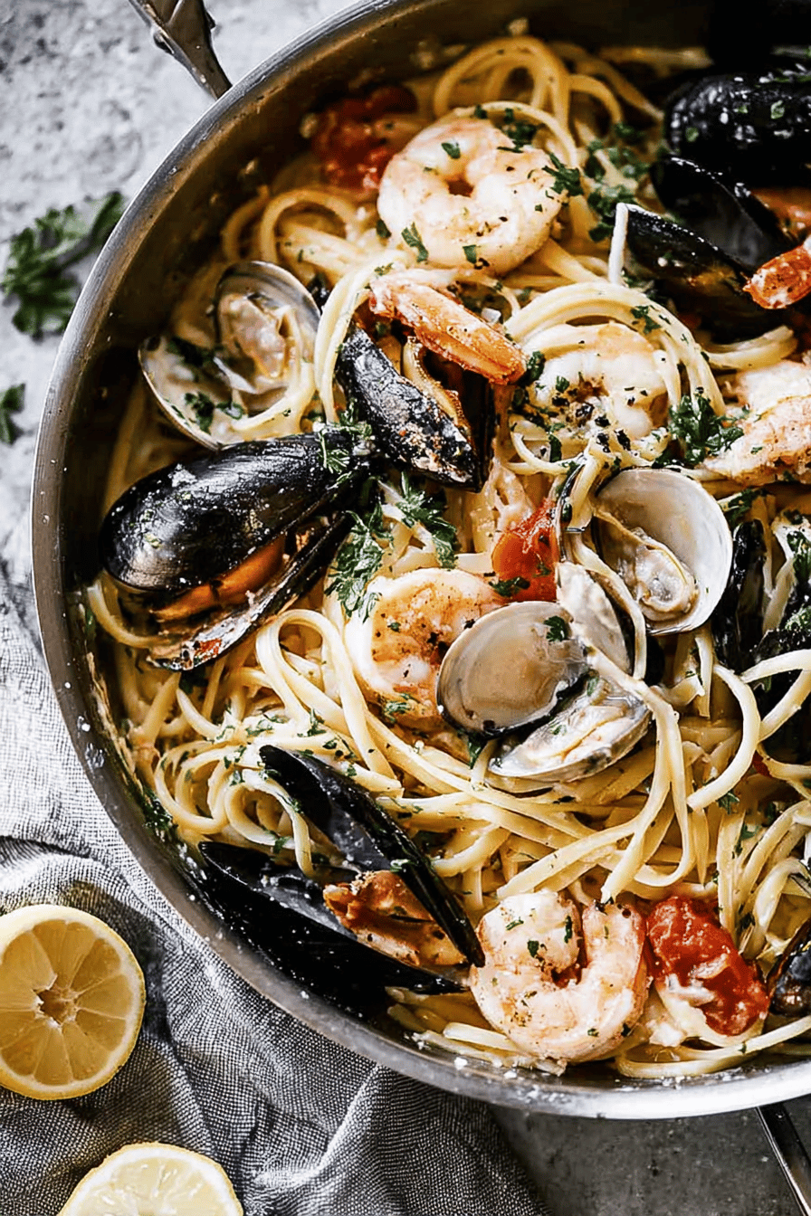Creamy Seafood Pasta with Shrimp and Parmesan