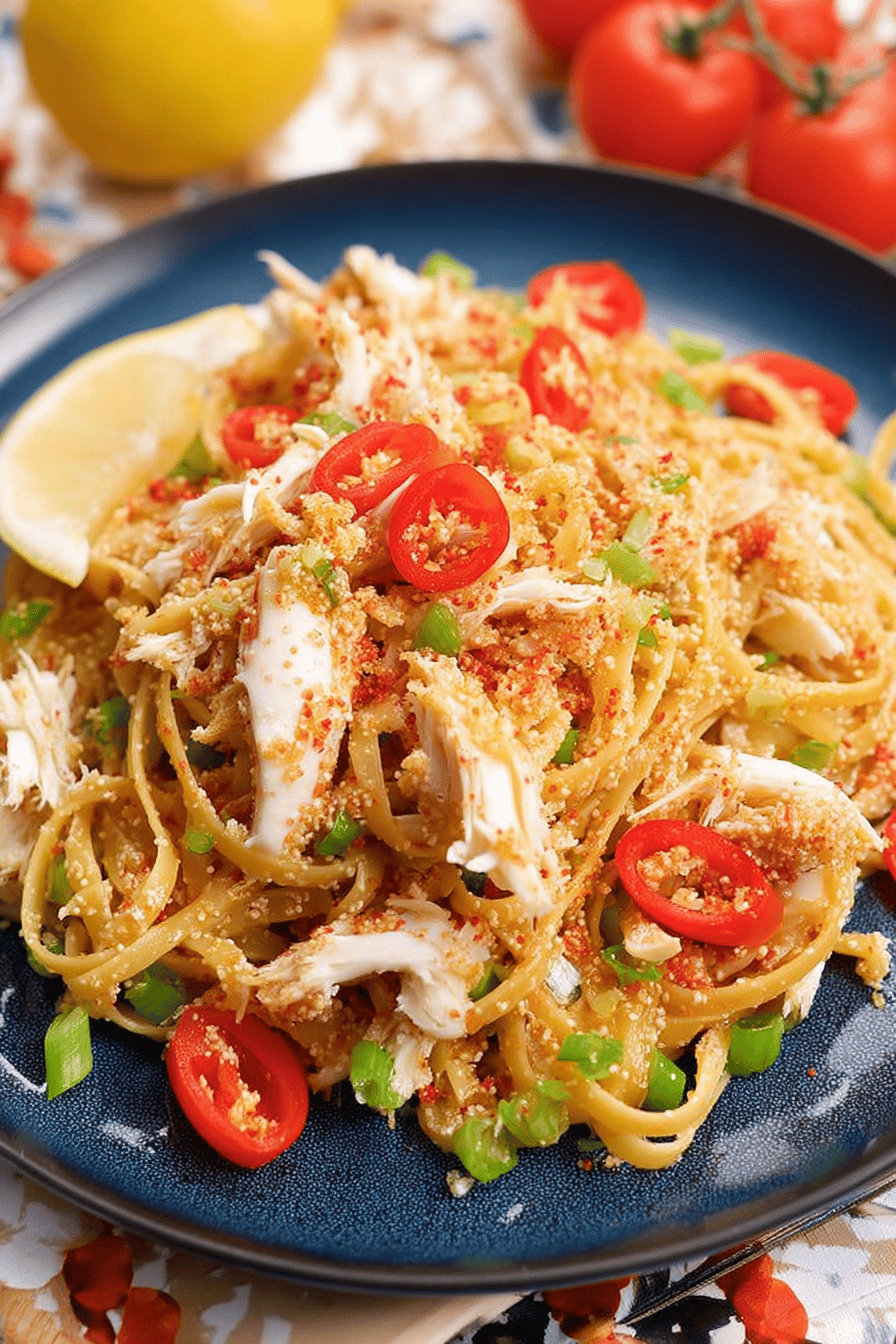 Creamy Spicy Garlic Chili Crab Pasta